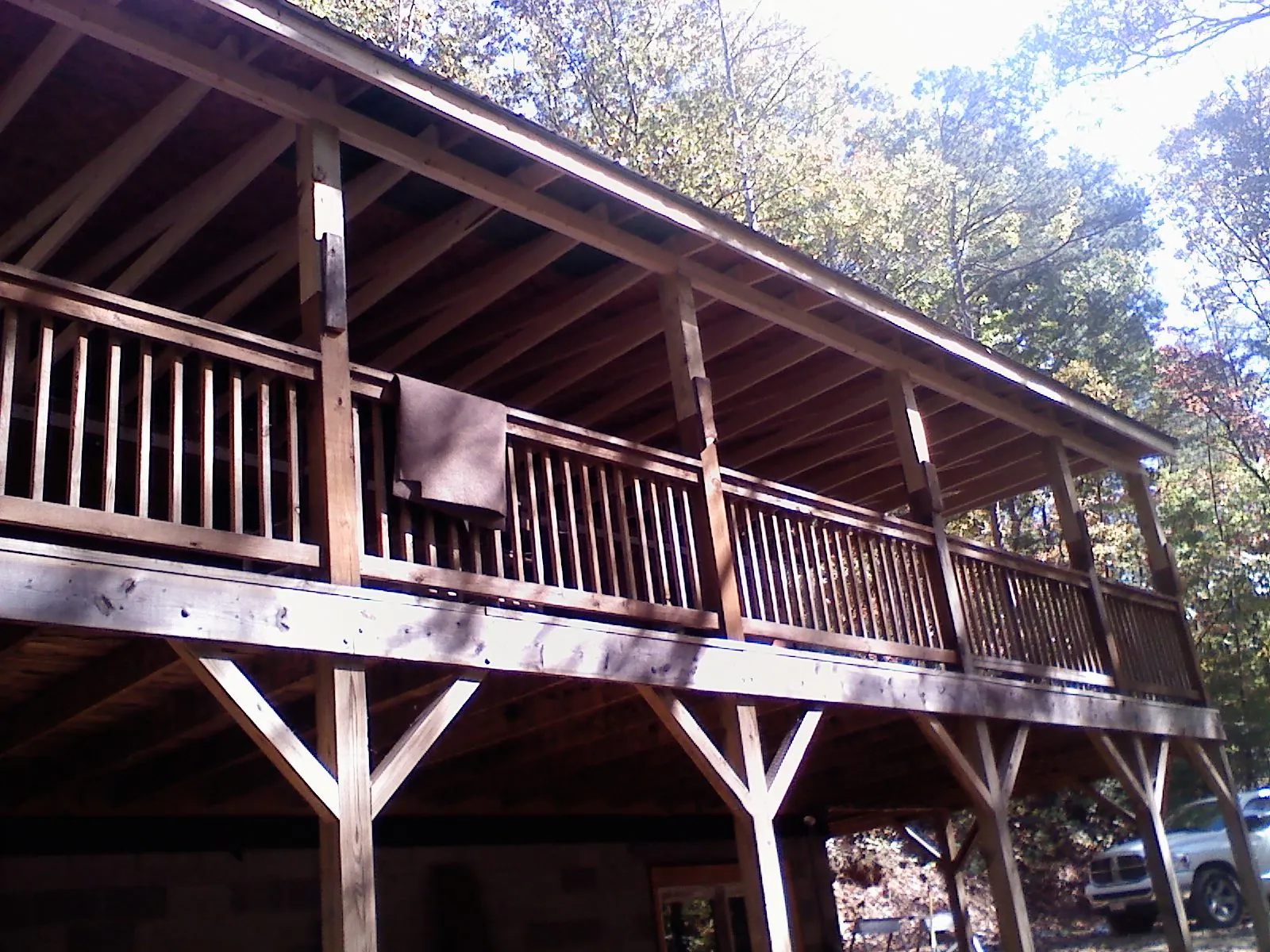 Timber framing under a new elevated porch and deck — Roof Leak Repair in Centreville by Roofing Brothers